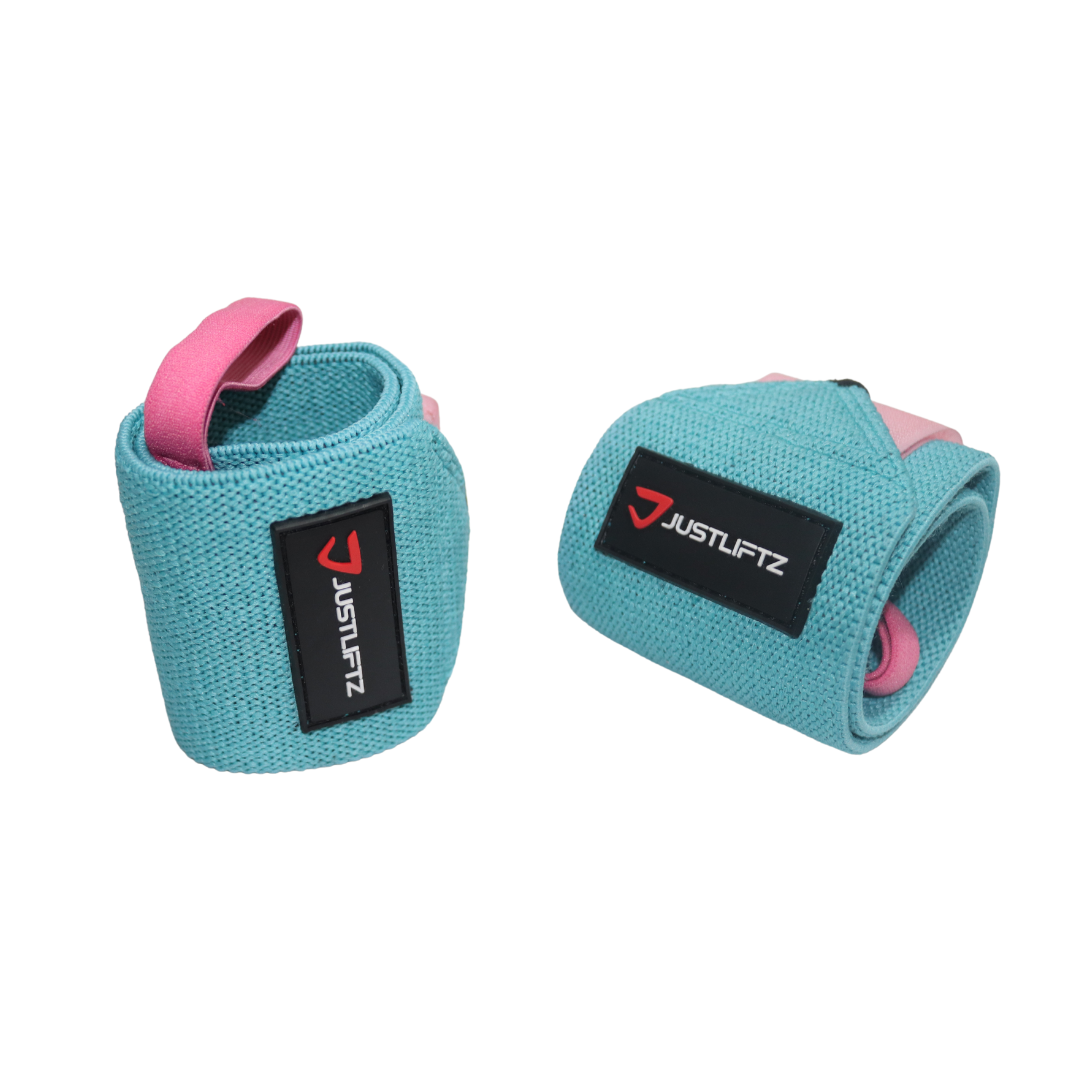 WRIST WRAPS - TURQUOISE / PASTEL PINK