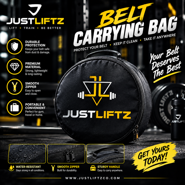 JustLiftz Belt Carrying Bag | PowerLifting Weight Lifting WeightLifting Lever Belt Prong Belt Leather Belt Gym Belt