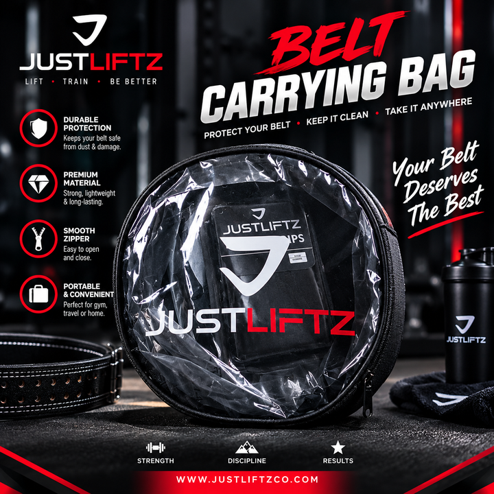JustLiftz Belt Carrying Bag | PowerLifting Weight Lifting WeightLifting Lever Belt Prong Belt Leather Belt Gym Belt