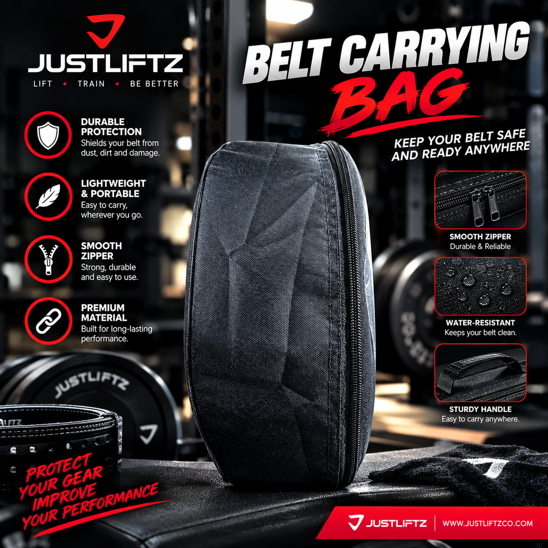 JustLiftz Belt Carrying Bag | PowerLifting Weight Lifting WeightLifting Lever Belt Prong Belt Leather Belt Gym Belt