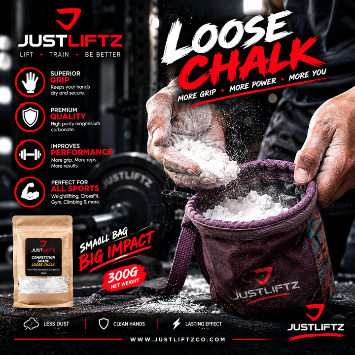 JustLiftz Loose Chalk 300G – High-Performance Gym Chalk for Powerlifting, Deadlifts &amp; Strength Training