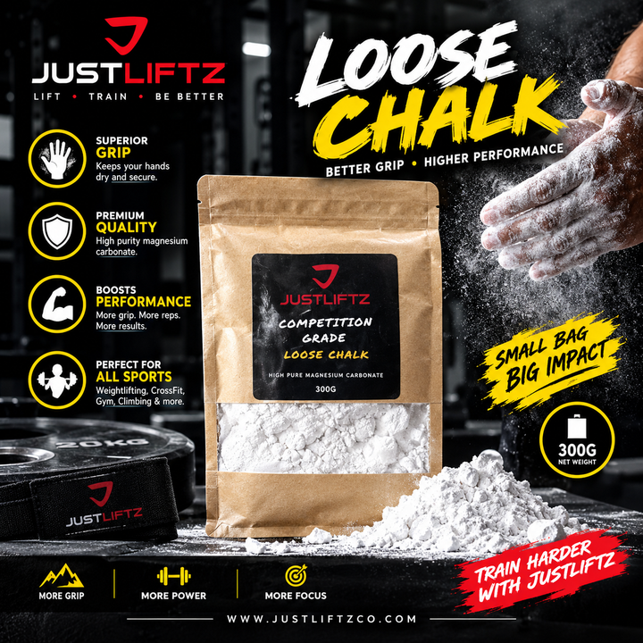 JustLiftz Loose Chalk 300G – High-Performance Gym Chalk for Powerlifting, Deadlifts &amp; Strength Training