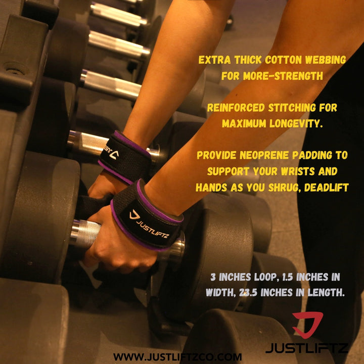 JustLiftz Neoprene Padded Lifting Straps – Heavy-Duty Wrist Support for Lifting & Strength Training